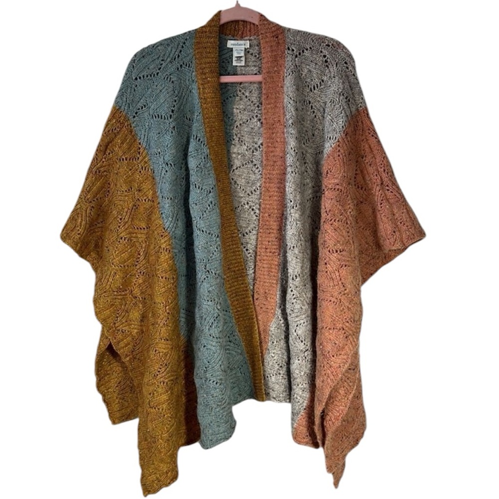 Sundance wool‎ blend knit ruana poncho cardigan women’s petite small/medium